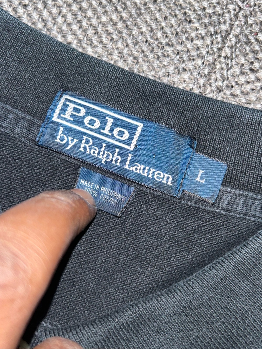 90s Polo by Ralph Lauren Sun Faded Black Short-Sleeve Cotton Polo Shirt Red Pony - Picture 3 of 6